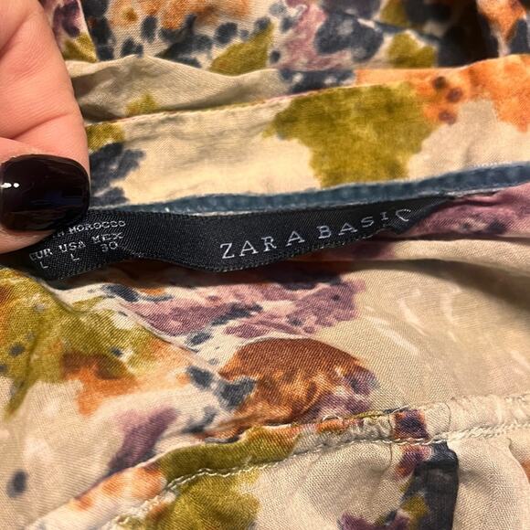 Zara Morocco Collection Floral Pin Tuck Blouse Large - Picture 3 of 3